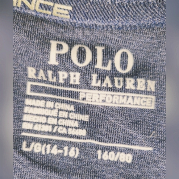 POLO RALPH LAUREN NAVY BLUE  PERFORMANCE POLO RL-67 BOYS  SIZE 14-16 CREWNECK - Picture 4 of 4